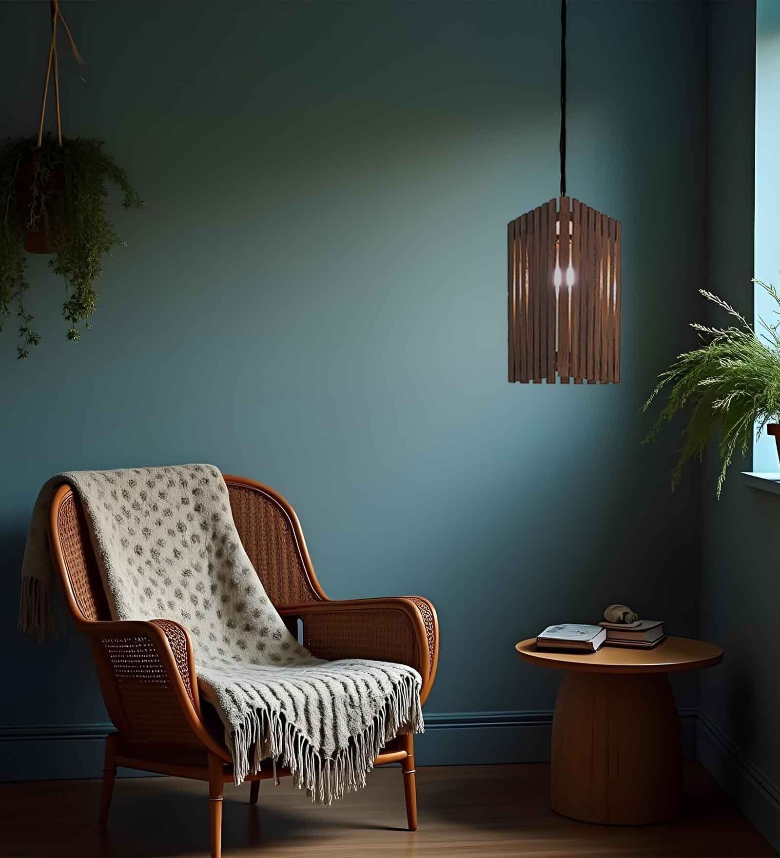 Trika Brown Solid Wood Single Hanging Light