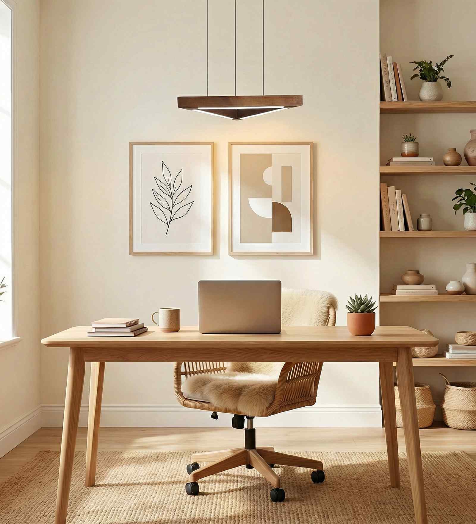 Trine Brown Solid Wood LED Hanging Light