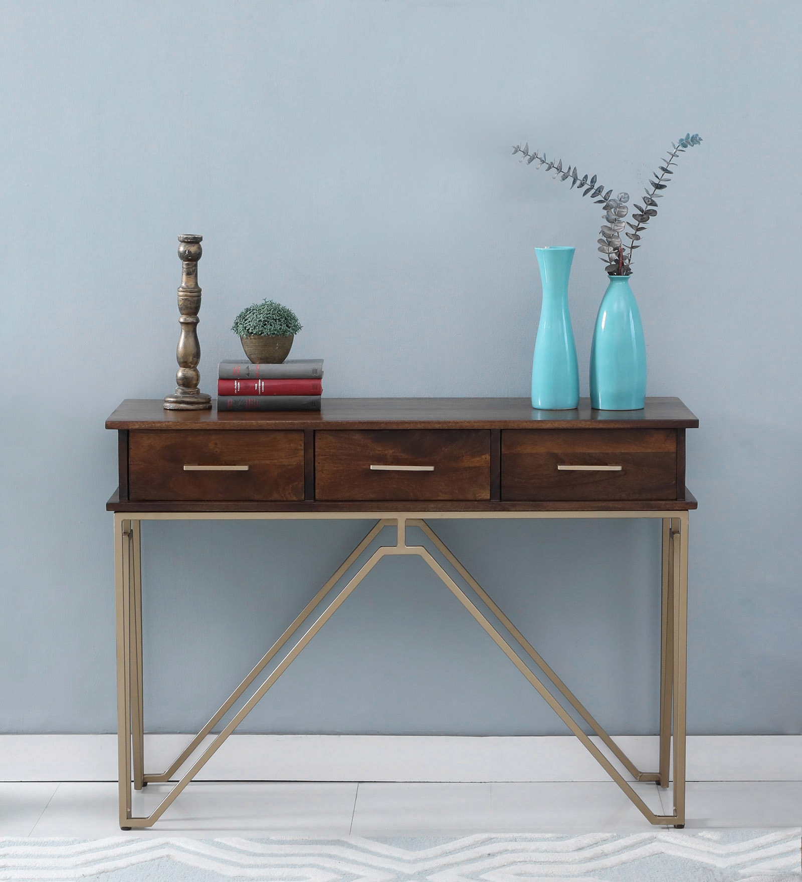 Tristan Solid Wood Console Table In Provincial Teak