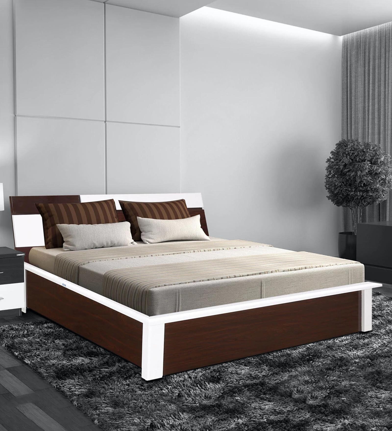 Tristar Queen Bed with Storage in Brown & White Finish