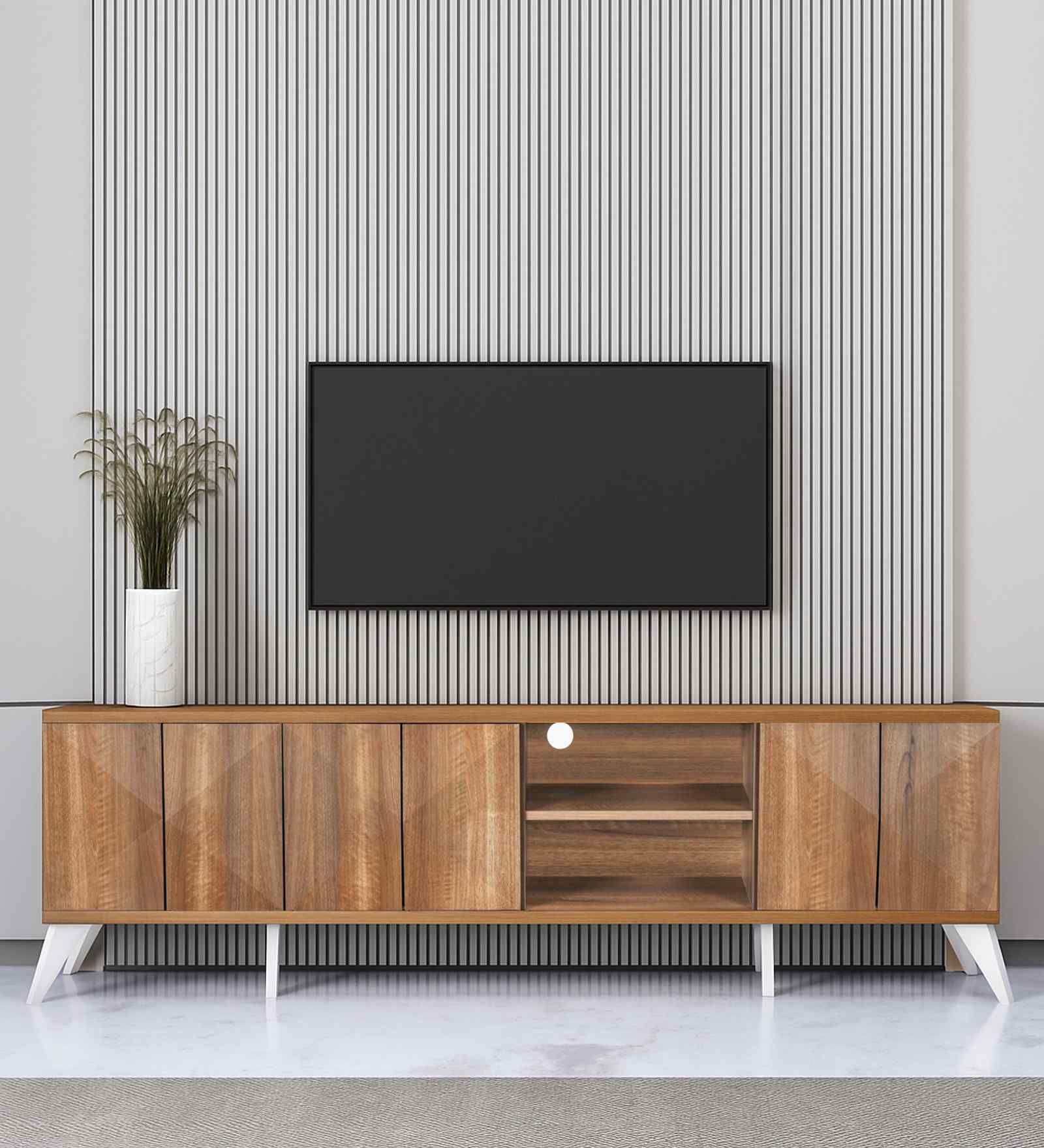 Trixie 6 Door Storage Cabinet In Oak Finish