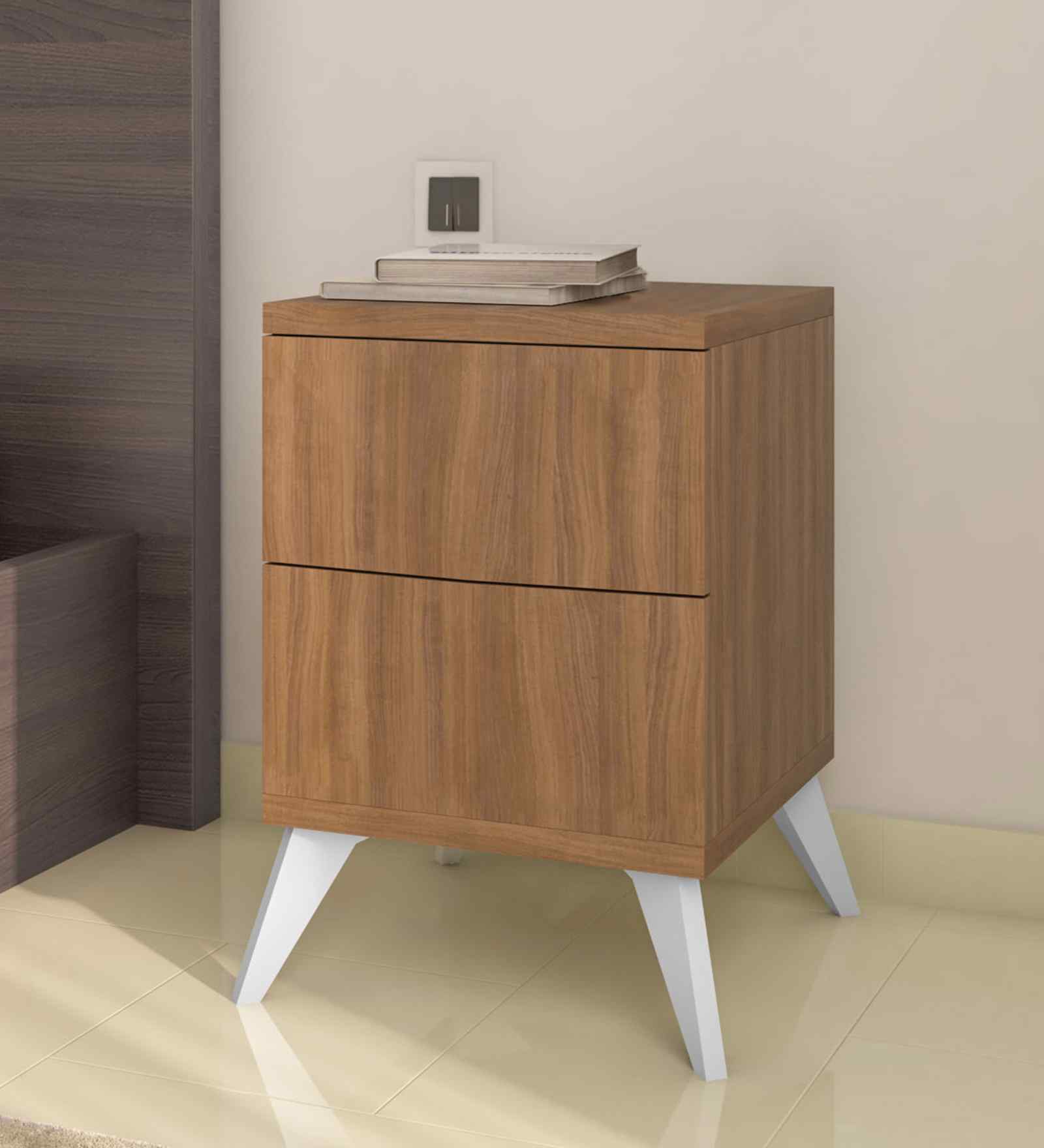 Trixie Oak Bedside Table In Oak Finish