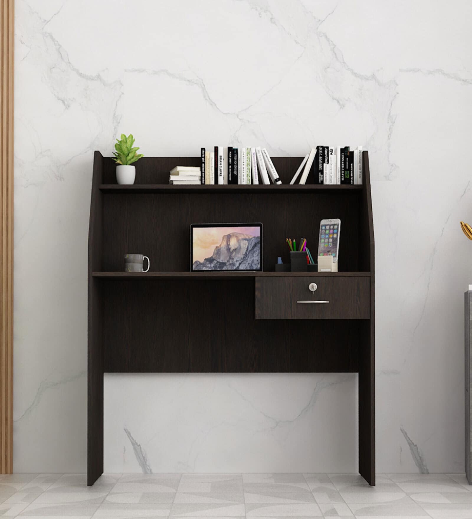 Tron Hutch Desk in Dark Wenge Colour