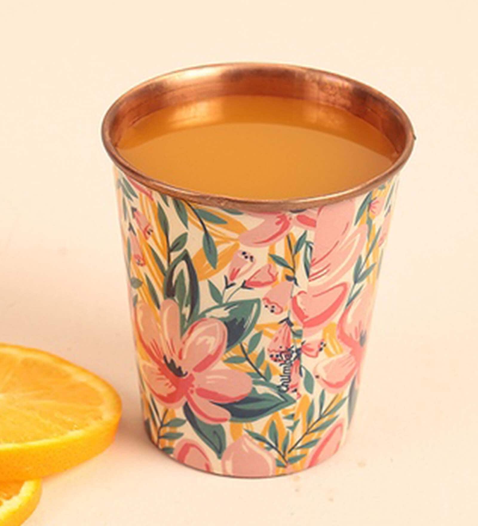 Tropical Lilies 275ml Cream & Pink Everyday Glass