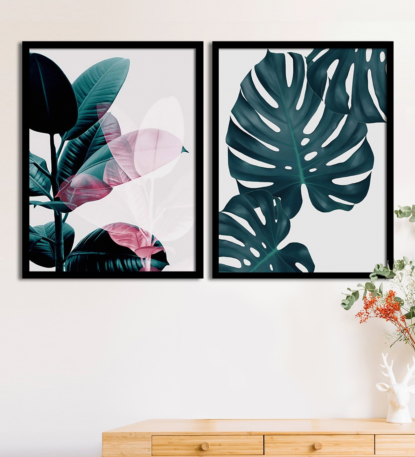 Tropical Matte Multicolour Plastic Framed Floral Art Print