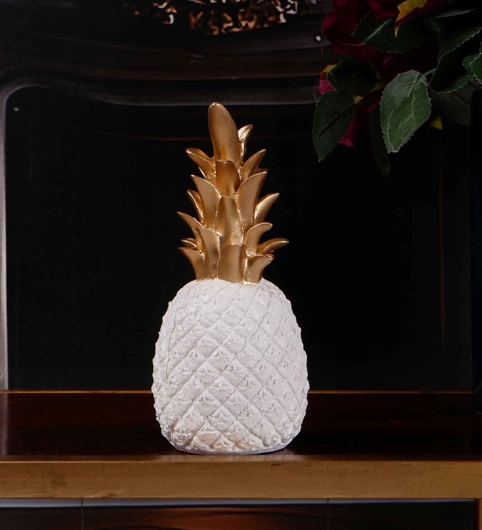 Tropical Pineapple White Polyresin Showpiece