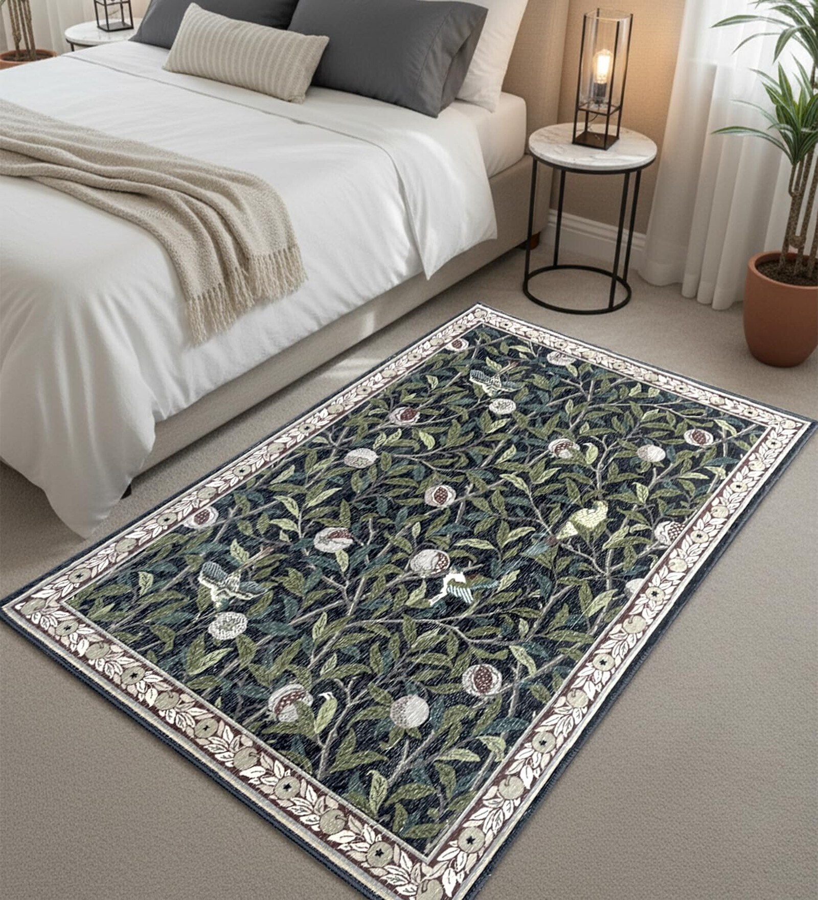 Tropical Printed Polyester 3 X 5 Feet Machine Made Carpet