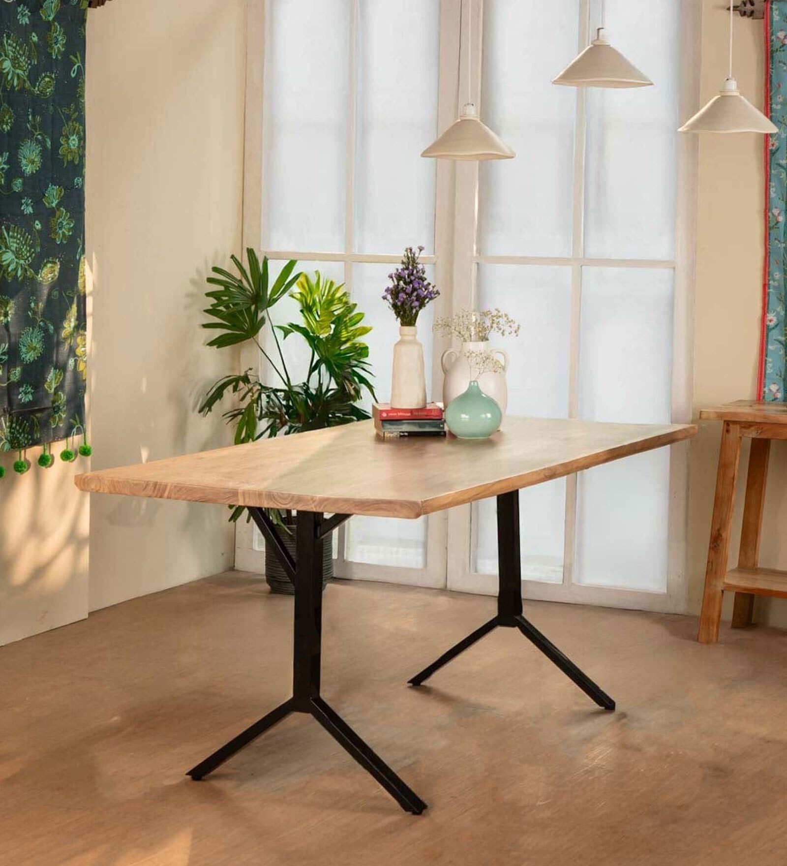 Tropical Solid Wood Treeline Table 6 Seater In Natural Colour