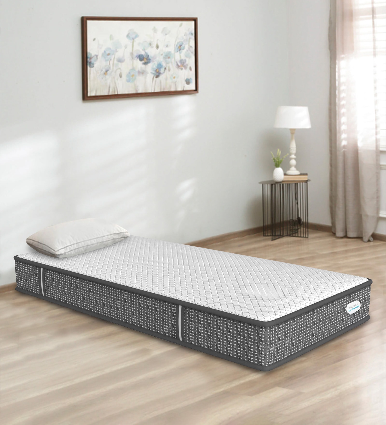 Truben 6 inch Pocketed Spring Single Size Floor Bed Mattress in White & Black Colour Truben 6 inch Pocketed Spring Single Size Floor Bed Mattress in White & Black Colour