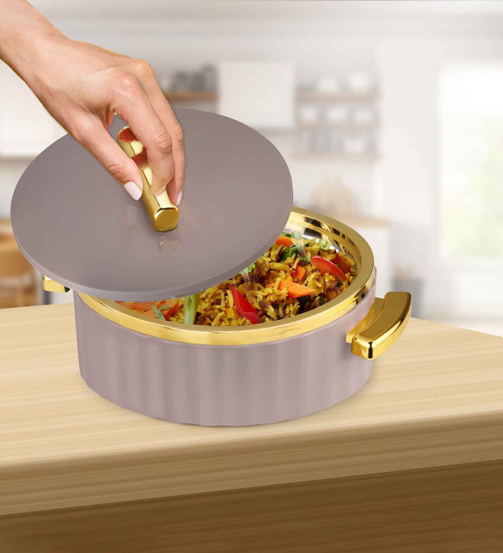 Grey Plastic & Stainless Steel Food Grade Thermoware 2000 ml Casserole