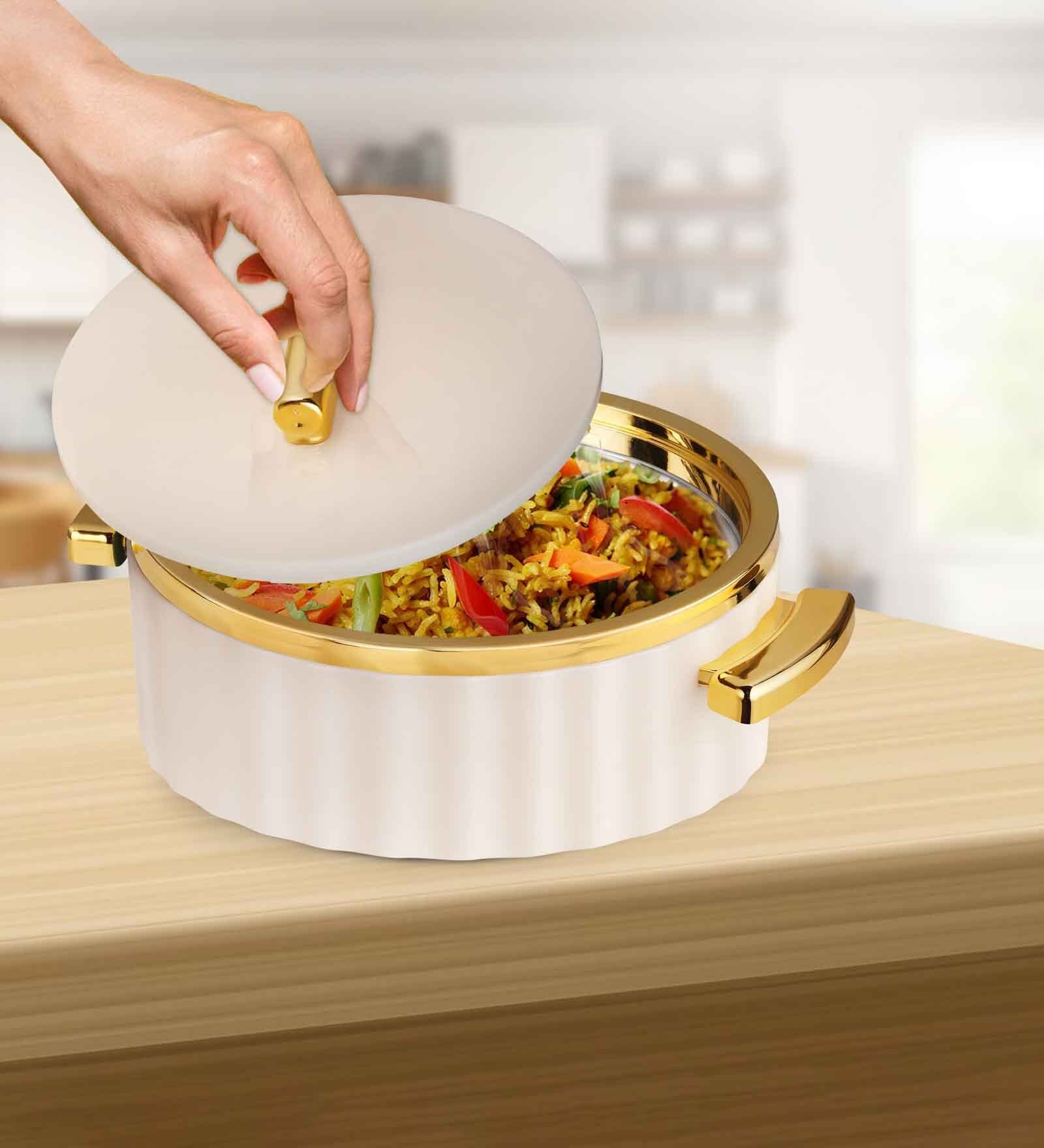 Off WhitePlastic & Stainless Steel Food Grade Thermoware 2000 ml Casserole