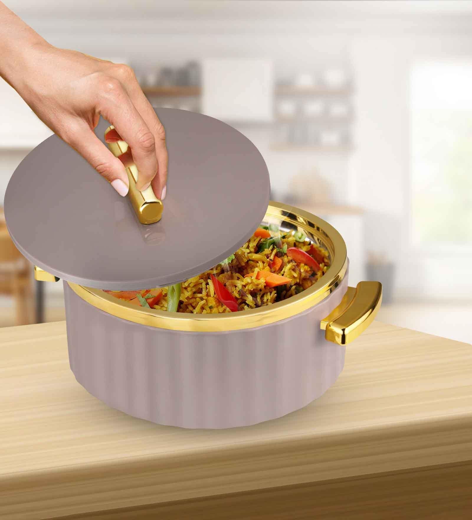 Grey Plastic & Stainless Steel Food Grade Thermoware 2500 ml Casserole