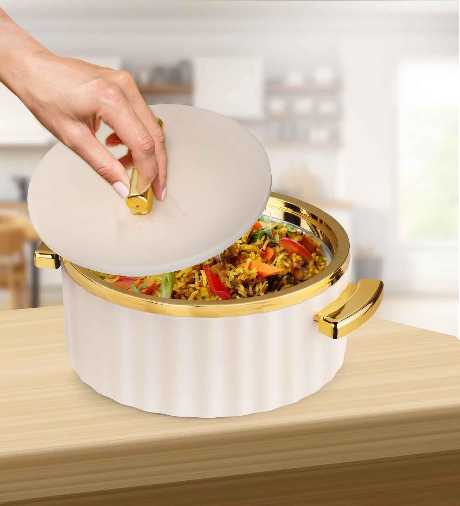 Off WhitePlastic & Stainless Steel Food Grade Thermoware 2500 ml Casserole