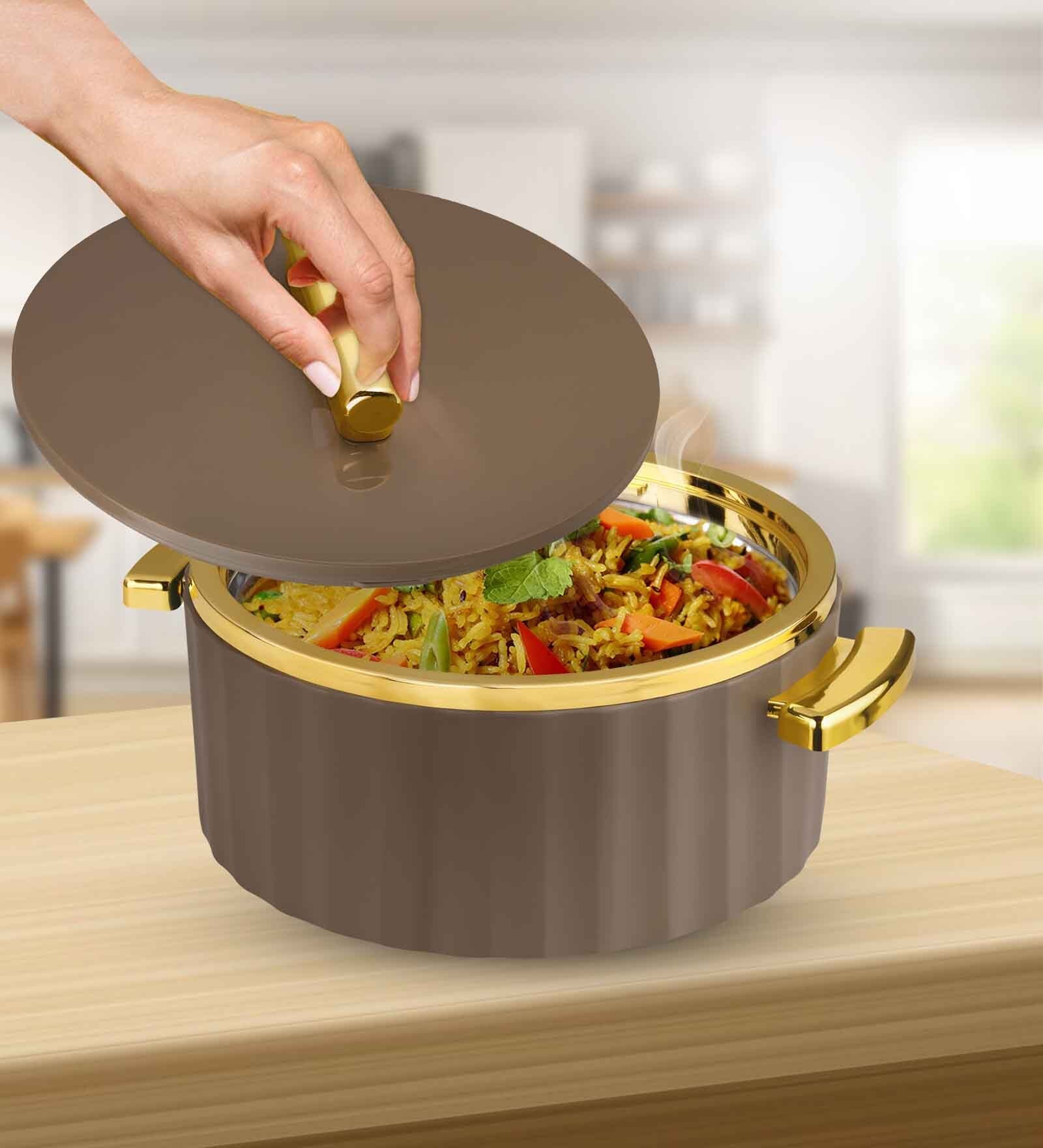 Brown Plastic & Stainless Steel Food Grade Thermoware 2500 ml Casserole