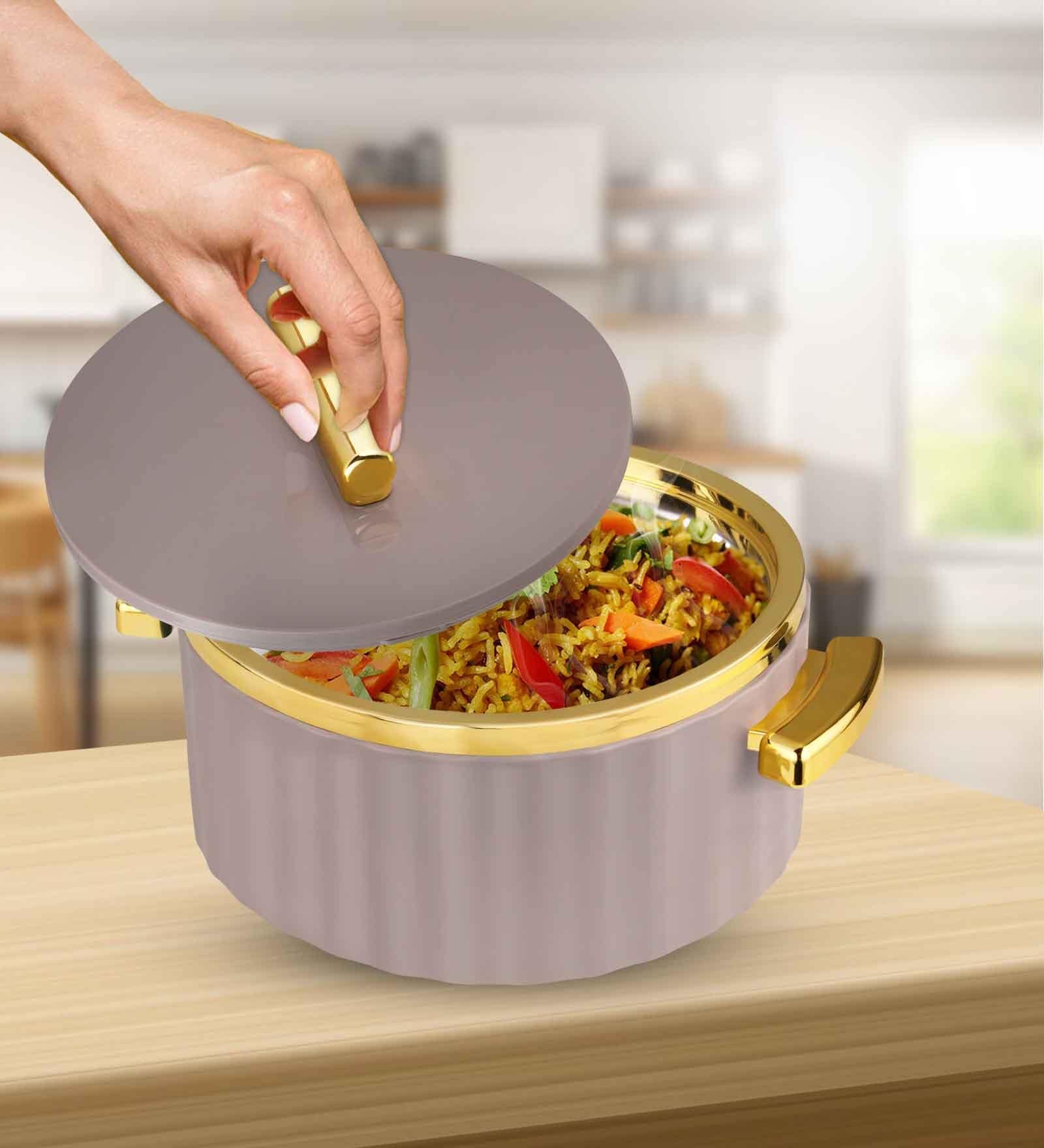 Grey Plastic & Stainless Steel Food Grade Thermoware 3500 ml Casserole