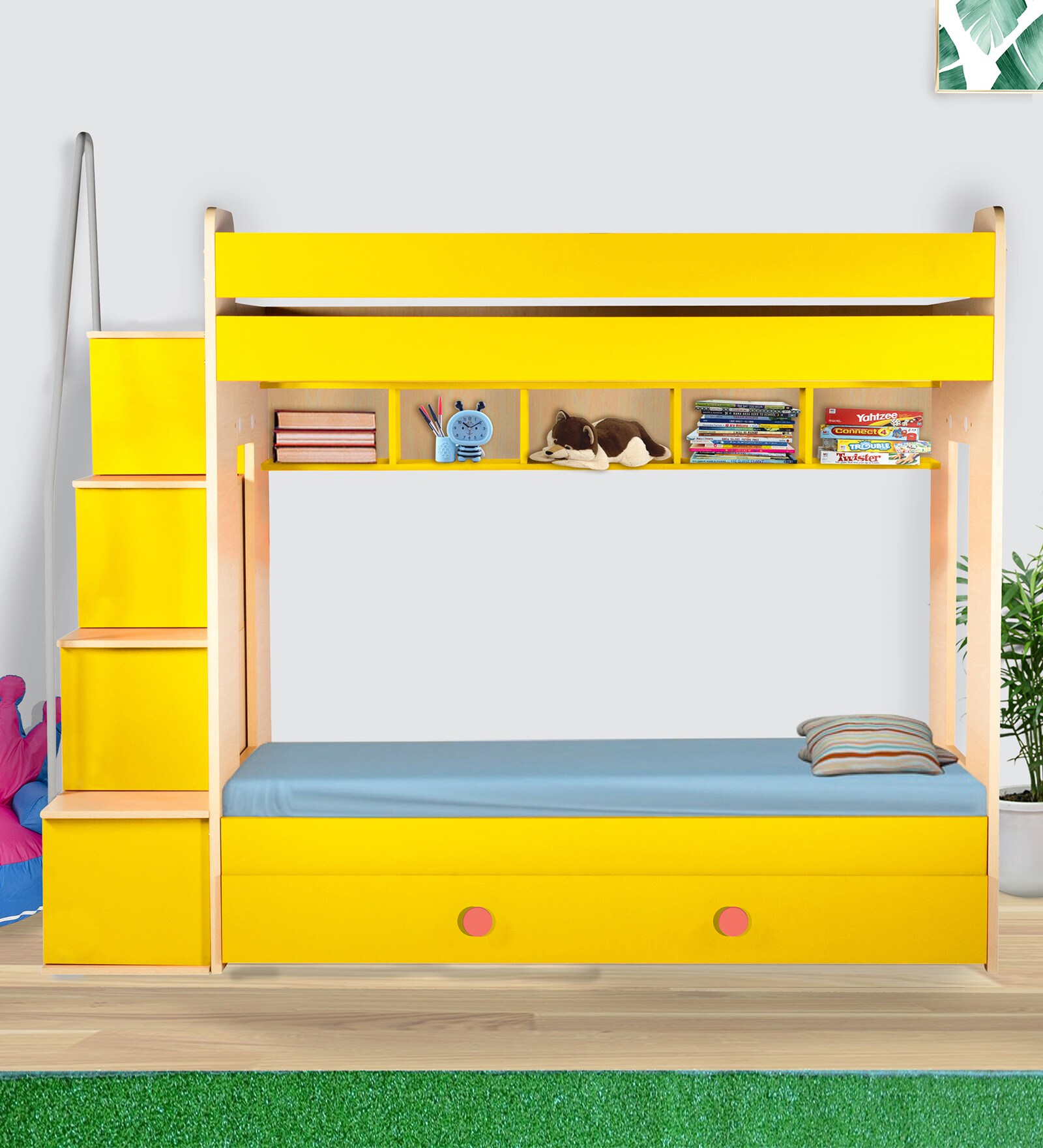 Buy Multi Flexi Bunk Bed in Yellow Colour with Drawer Storage at 10% ...