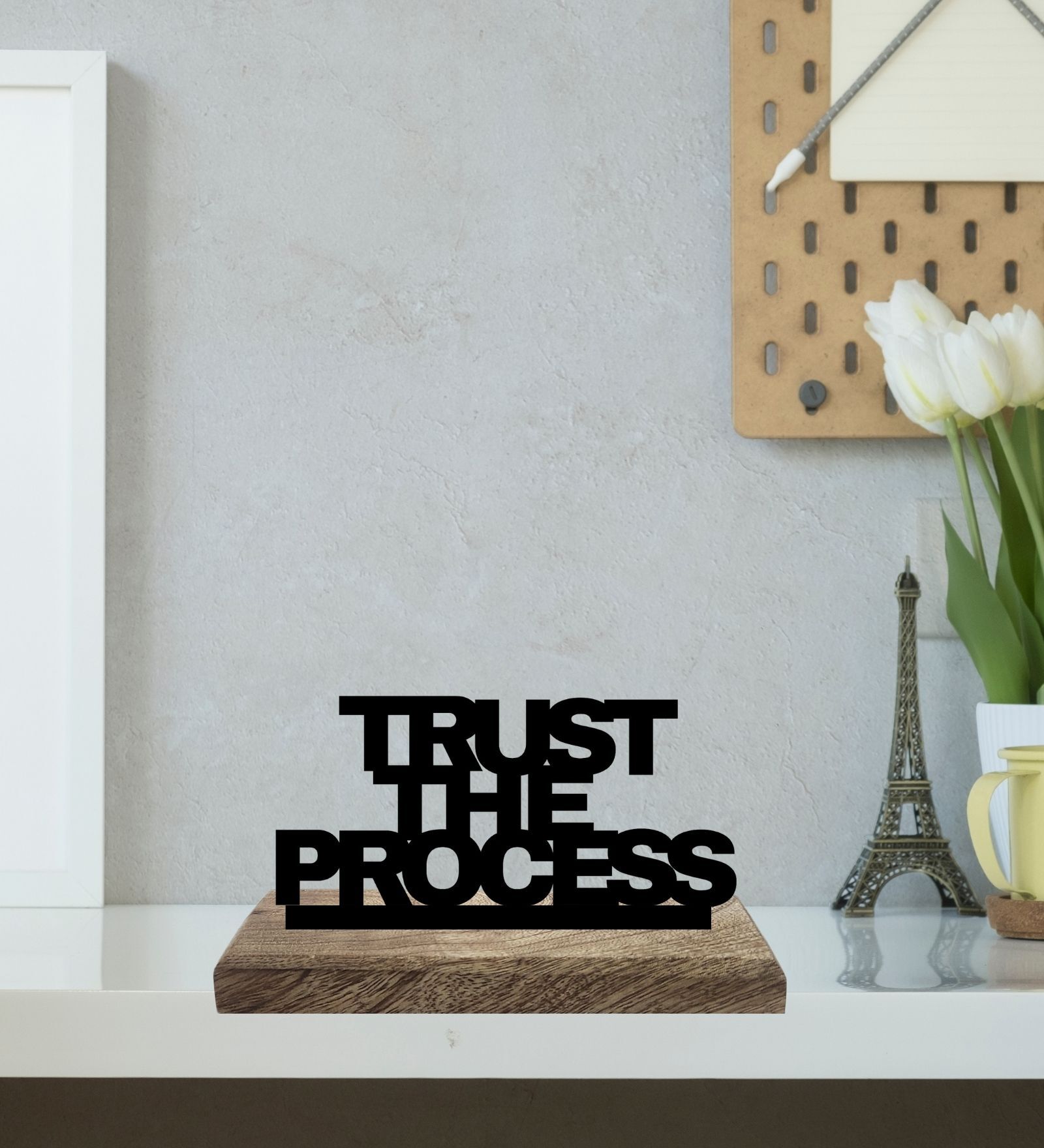 Trust The Process Black Mango Wood & Iron Showpiece