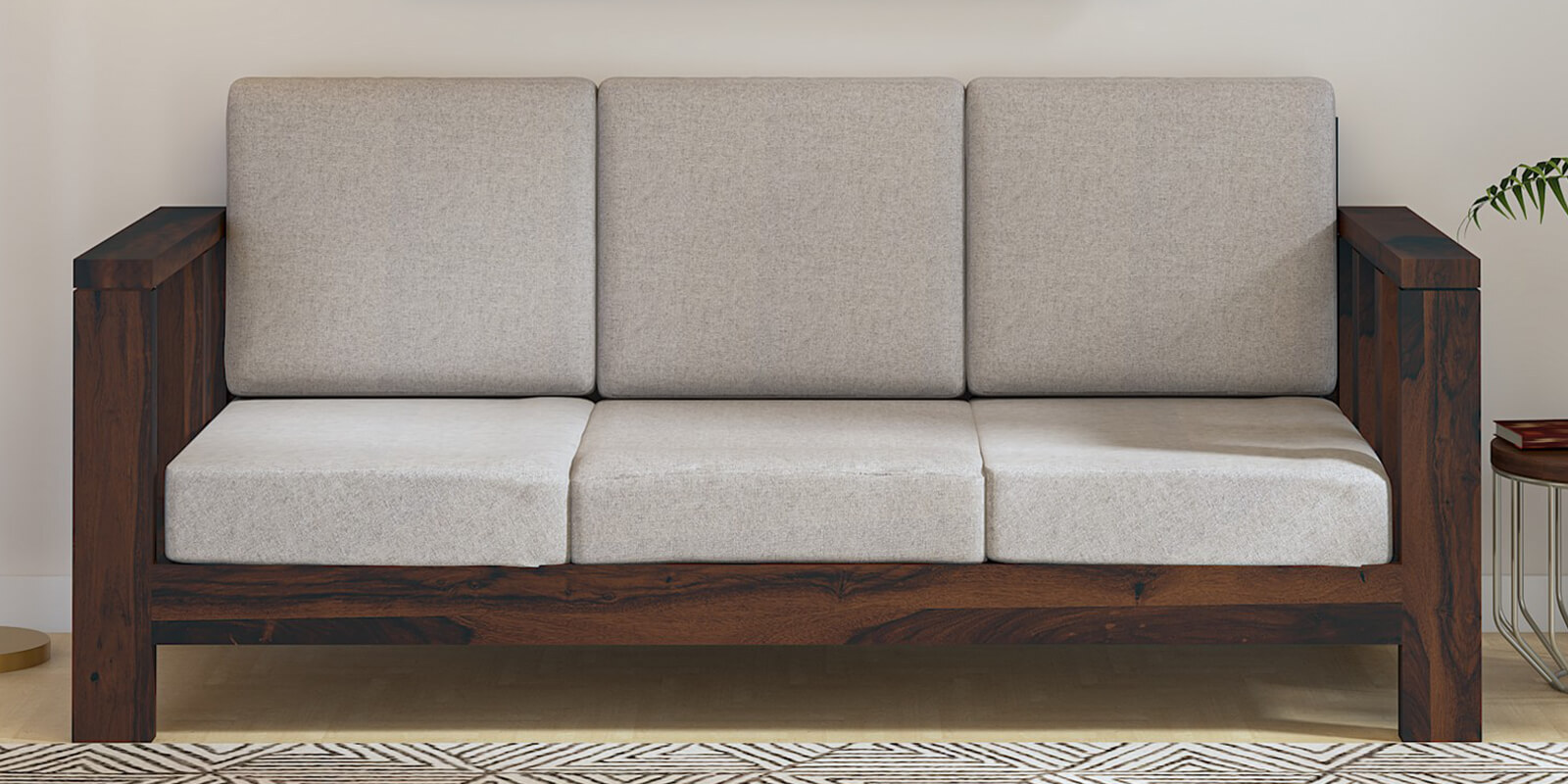 Tranquilcouch Solid Wood 3 Seater Sofa In Dark Walnut Finish