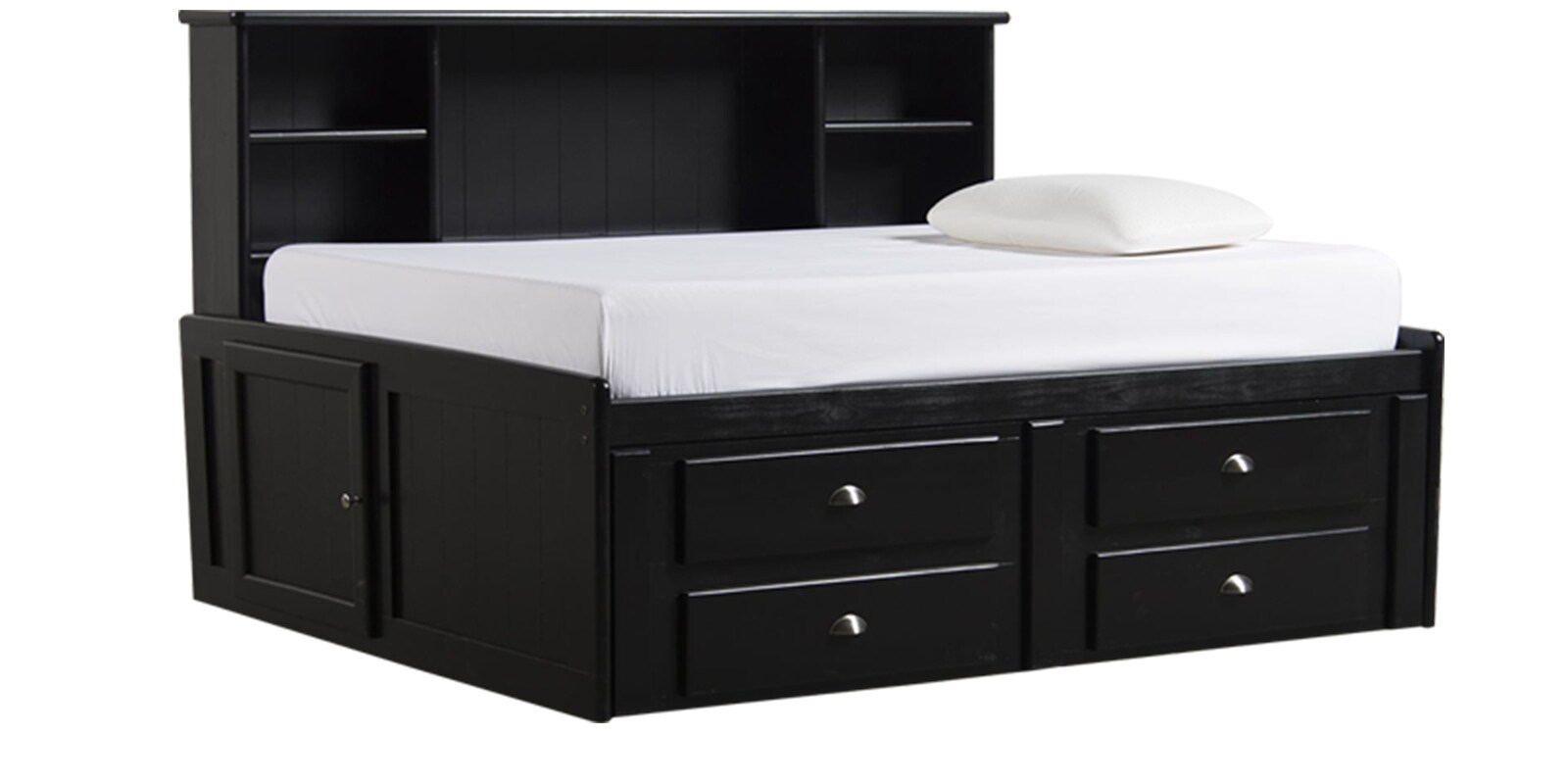 Buy Transitional Space Saver King Bed with Storage in Black Color by Afydecor Online King Size