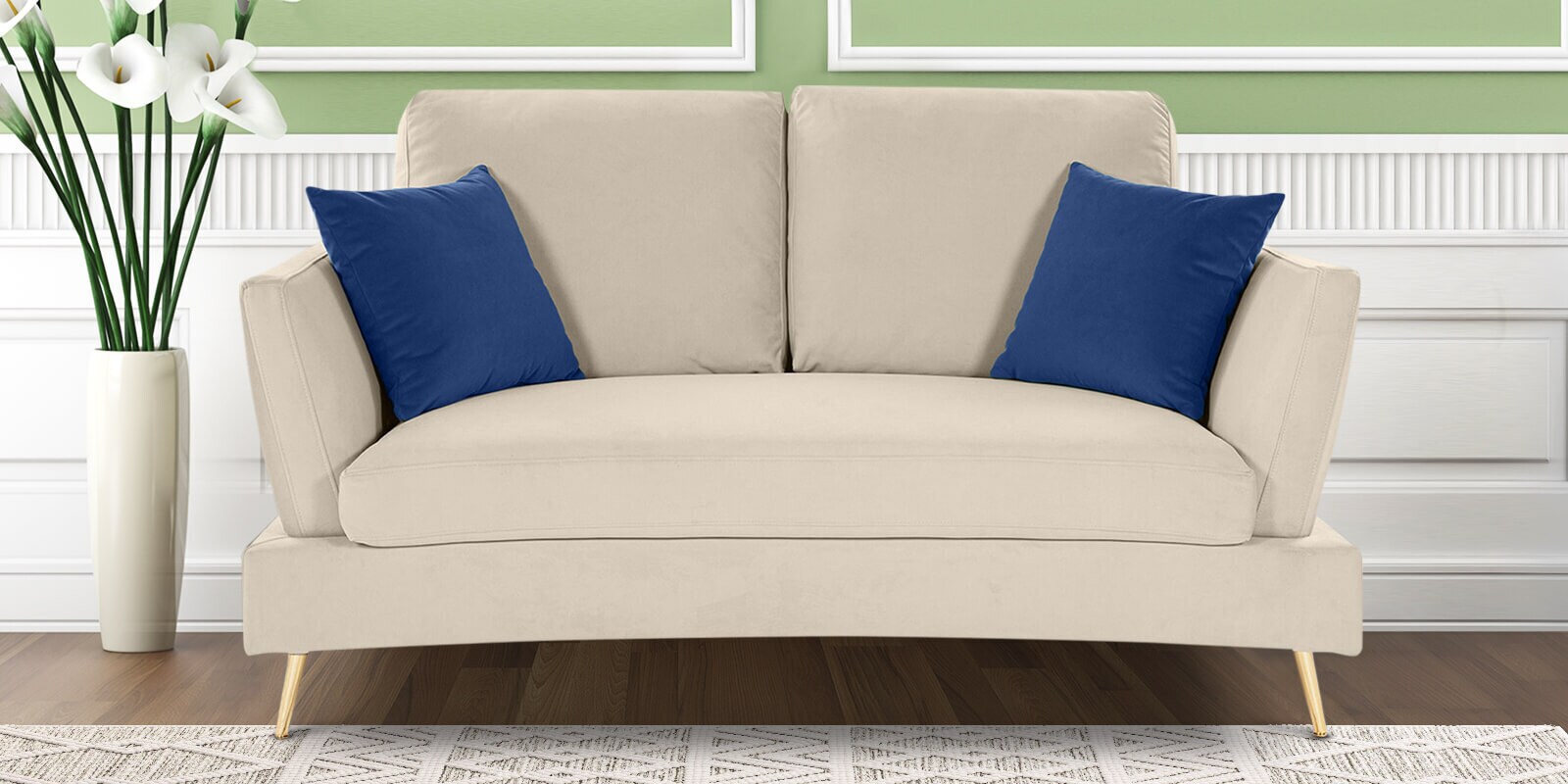 Trento Fabric 2 Seater Sofa in Light Grey Colour