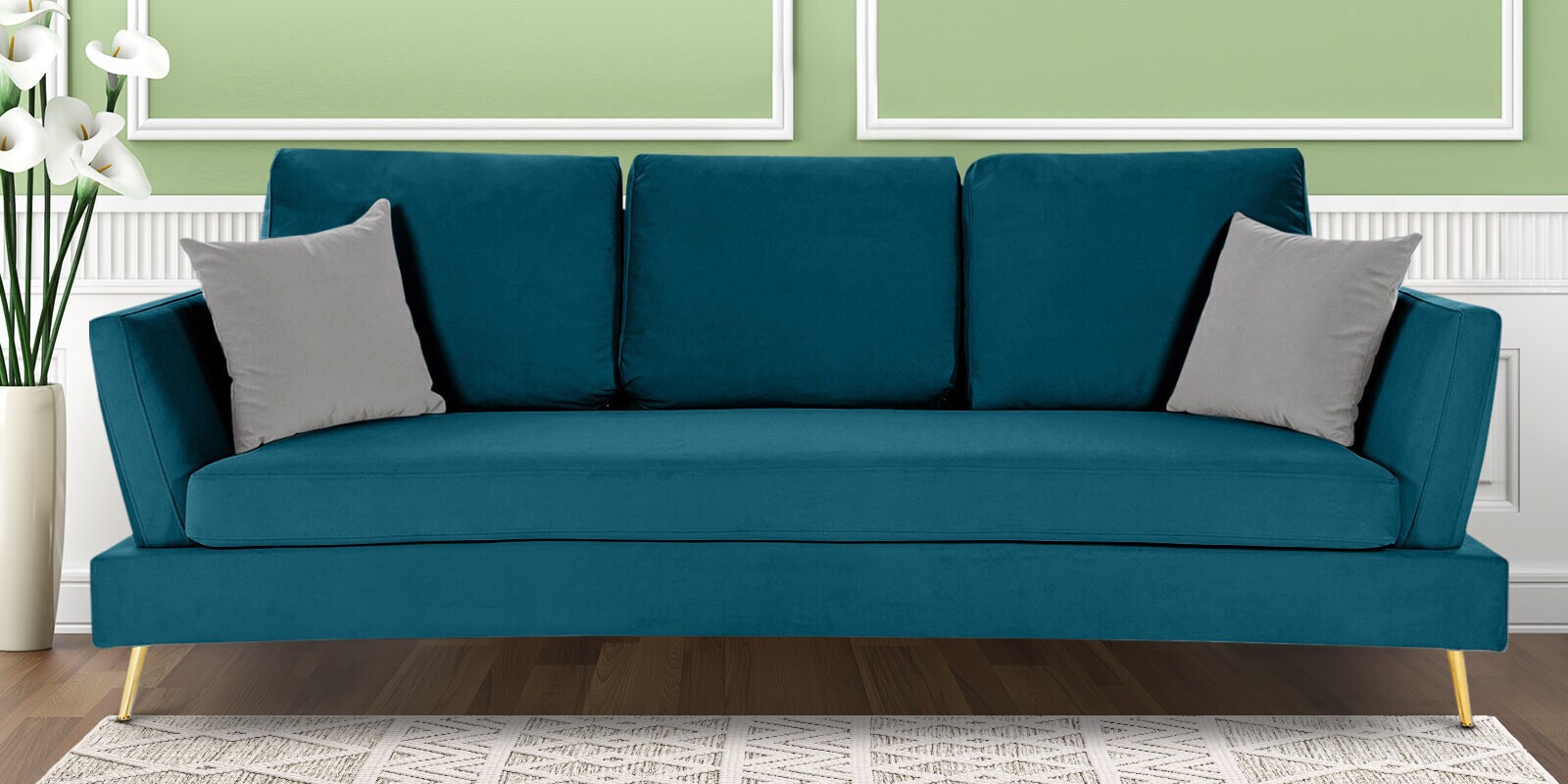 Trento Fabric 3 Seater Sofa in Blue Colour