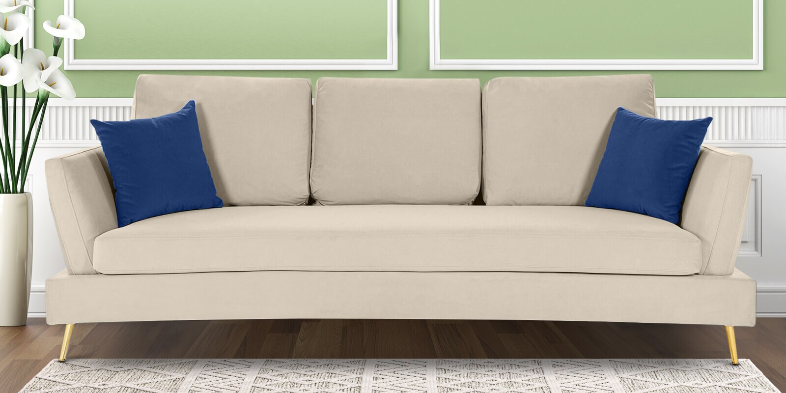 Trento Fabric 3 Seater Sofa in Light Grey Colour