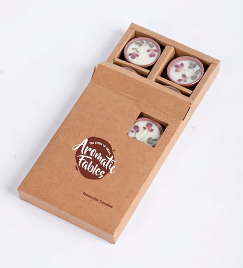 Traditional Elegance Set Of 6 Terracotta Diya Scented Candles For Diwali