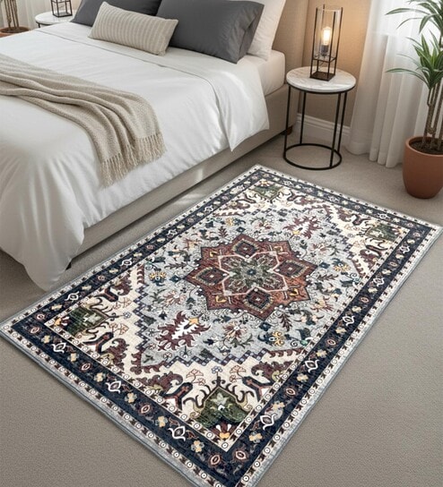 Traditional Texture Printed Polyester 3 X 5 Feet Machine Made Carpet