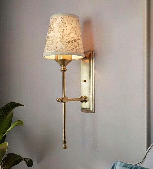 fos lighting Transitional Antique Brass Long Wall Sconce with Pastel Green Embroidered Shade-picture-27