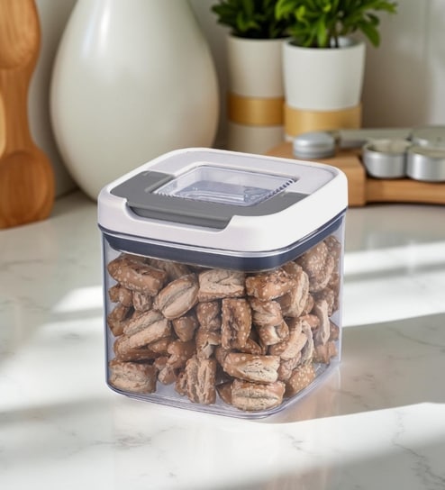Transparent 1000 ml Dry Food Storage Container with Flip-n-Lock Airtight Lid