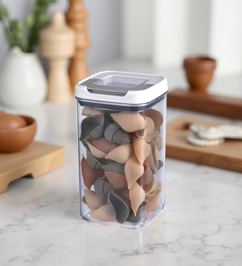 Transparent 2400 ml Dry Food Storage Container with Flip-n-Lock Airtight Lid