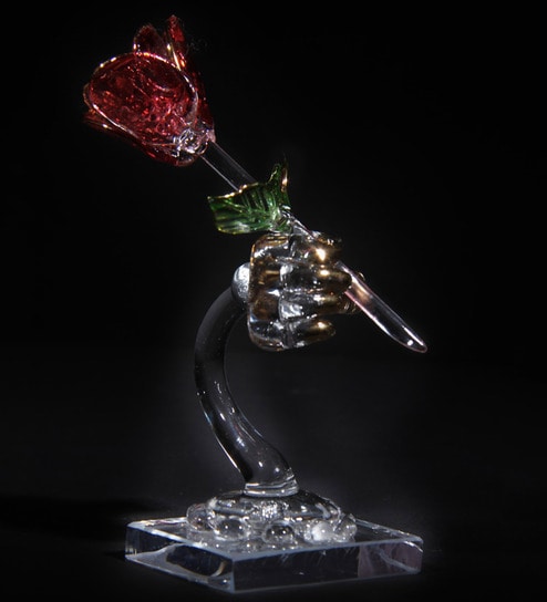 Buy Transparent And Red Glass Beautiful Decorative Showpiece By