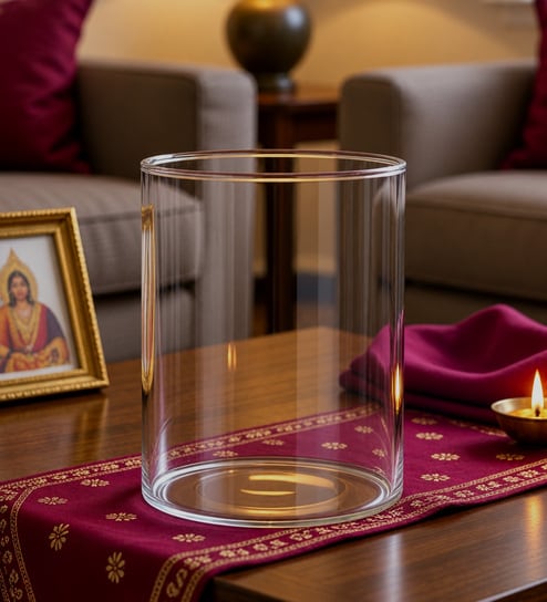 Transparent Borosilicate Glass Cover for Akhand Jyot Diya, 8 cm
