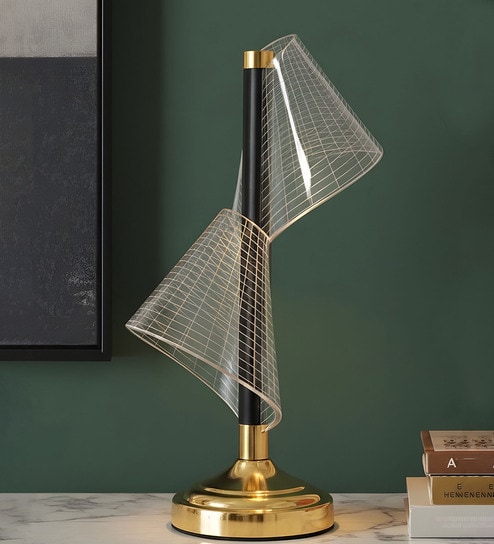 Transparent Table Lamp Elegance With Innovative Design Fiberglass  Matelic Base