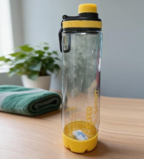 Transparent Yellow Sports Water Bottle with Flip Top & Carry Loop, 700 ml