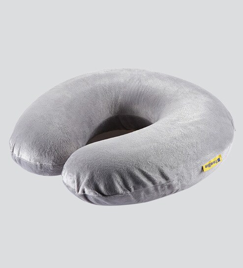 Buy Travel Blue Velvet Memory Foam Grey Neck Pillow Online