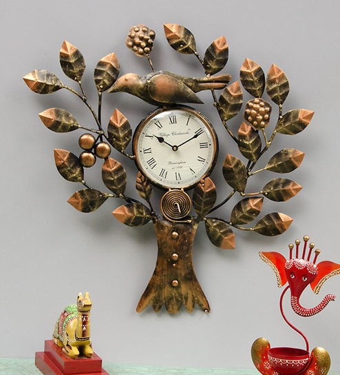 Copper Iron Tree Traditional Wall Clock