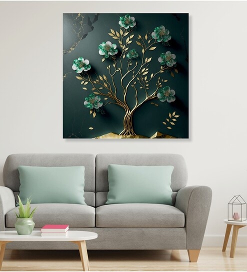 Tree Multicolour Canvas Framed Wall Painting