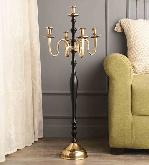 de maison decor Decorative 5 Arm Tree Of Life Black Aluminium Candle Holder-picture-20