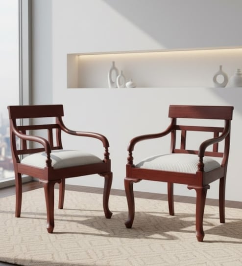 Tressa Teak Wood Bedroom Chair In Brown Finish