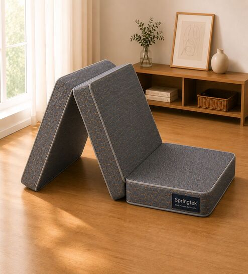 Tri-Fold Travel Folding 4 Inch PU Foam Mattress In (72x48) Queen Size