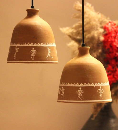 Tribal Print Terracotta Cluster Hanging Light