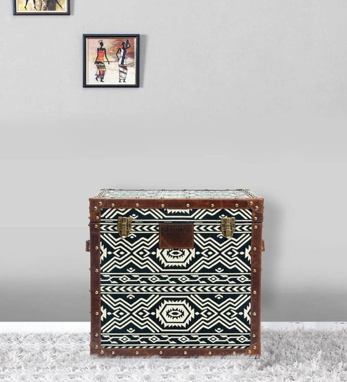 Buy Tribal Textile Genuine Leather Trunk By Studio Ochre Online