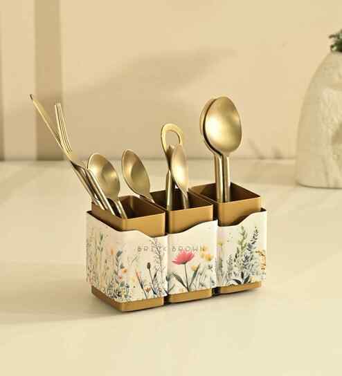Triflora Wooden Cutlery Holder | Spoon Holder