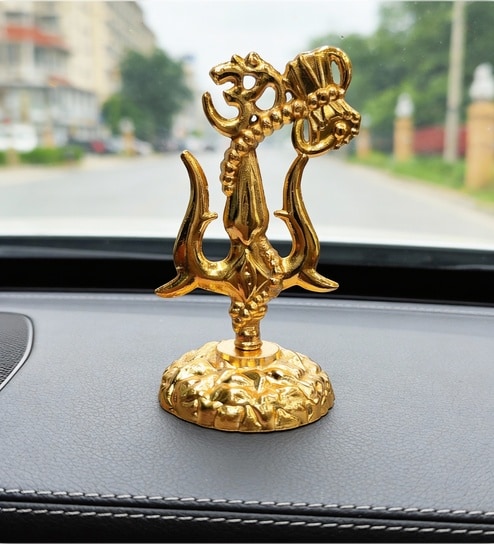 Trishul with Damru Metal Decorative Showpiece