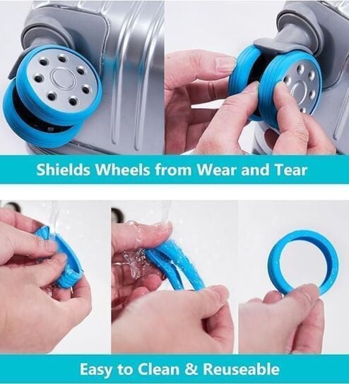 Trolley Wheel Cover - Luggage Wheel Protectors Anti-Scratch & Noise-Reduction Silicone Covers for Suitcase Wheels | Protective Caps for Trolley Bags (Multicolor) (8 pcs)