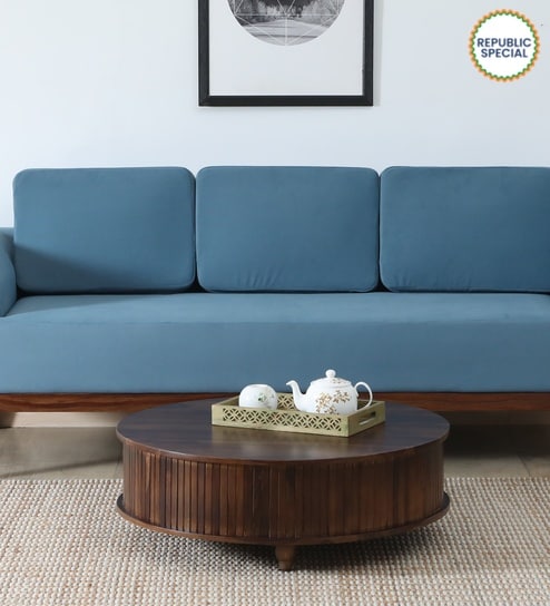 Troms Sheesham Wood Round Coffe Table In Scratch Resistant Provincial Teak Finish