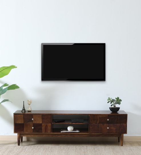 Troms Sheesham Wood TV Unit In Scratch Resistant Provincial Teak Finish