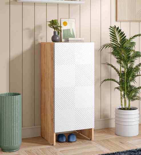 Trudo  10 Pair Shoe Cabinet In Oak & White finish