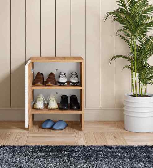 Trudo 6 Pair Shoe Cabinet In Oak & White finish-image-15
